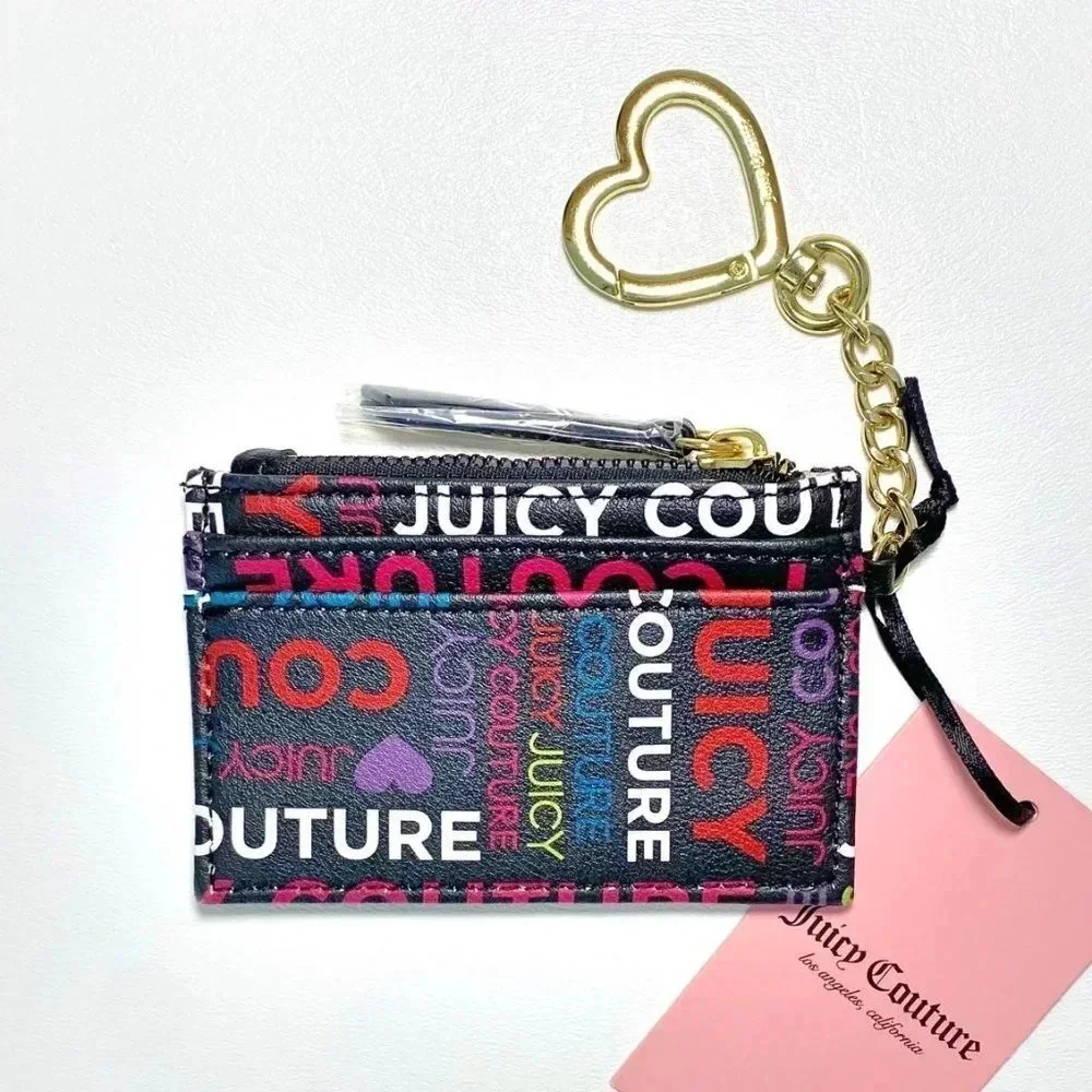 Juicy Couture Black ID Card Case Keychain Bag Charm NWT